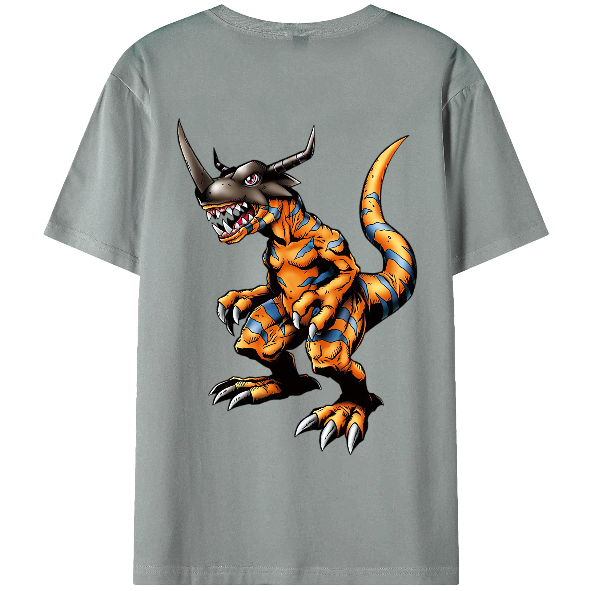 （画像用） Digimon デジタルモンスター/デジモン 綿100％ メンズ半袖Tシャツ（バックプリント） 通気性